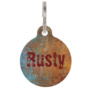 Rusty, Verdigris, Grunge Steampunk Personalisiert Haustiermarke