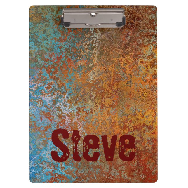 Rusty, Verdigris, Grunge Steampunk Personalisiert Klemmbrett (Vorderseite)