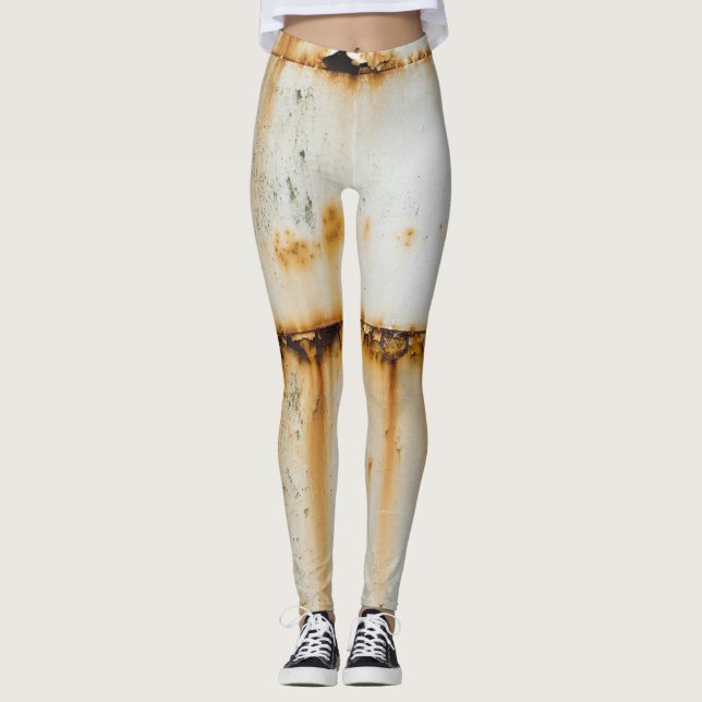 Rusty White Metal: Texturierte Oberfläche Leggings (Vorderseite)