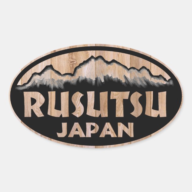 Rusutsu Japan Holzaufkleber Ovaler Aufkleber (Vorderseite)