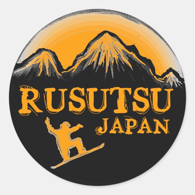 Rusutsu Japan Orangen-Snowboarder-Aufkleber Runder Aufkleber (Vorderseite)
