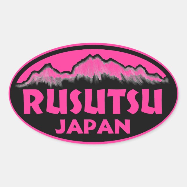 Rusutsu Japan rosa ovale Aufkleber (Vorderseite)