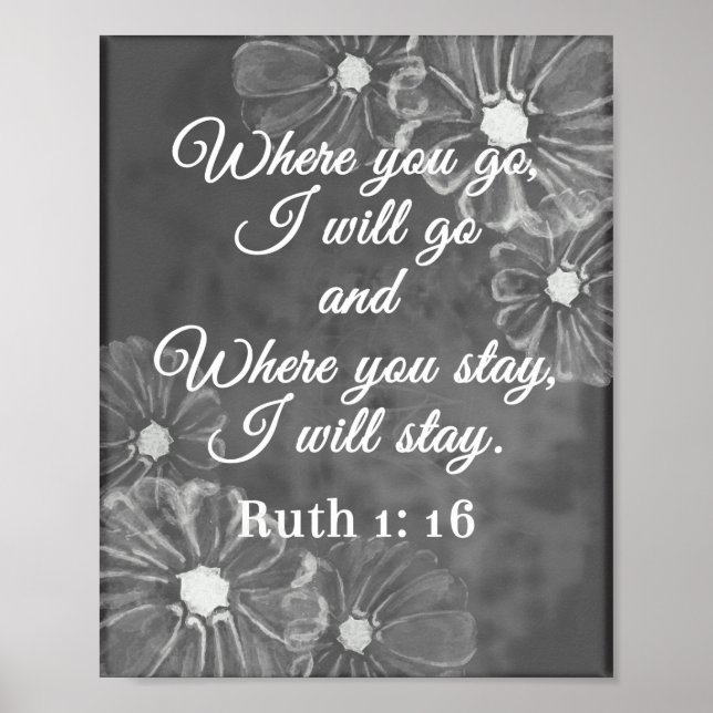 Ruth 1:16 Wo du hingehst, werde ich zur Chalkboard Poster (Vorne)