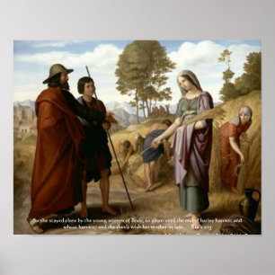 Ruth and Boaz Bible Scripting Art Print Poster