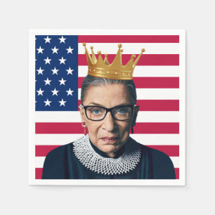 Ruth Bader Ginsburg Crown and USA Flag Serviette