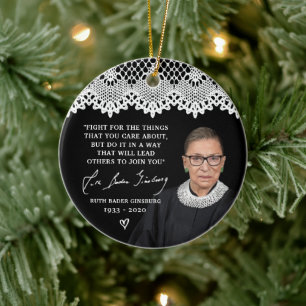 Ruth Bader Ginsburg Lace Collar RBG Weihnachtsbaum Keramik Ornament