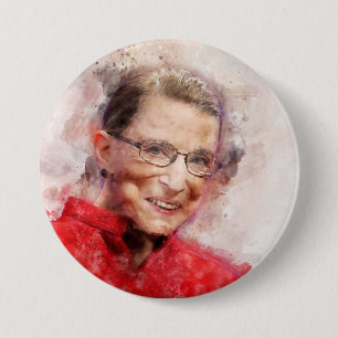 Ruth Bader Ginsburg Lächeln Wasserfarbportrait R Button