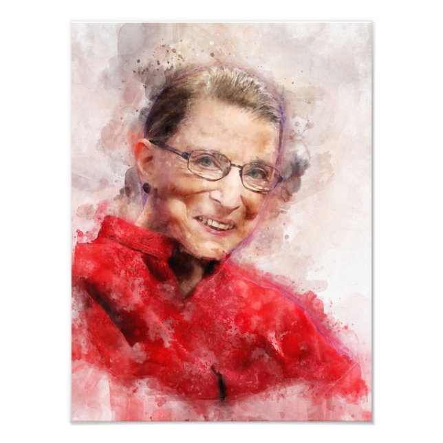 Ruth Bader Ginsburg Lächeln Wasserfarbportrait R Fotodruck (Vorne)