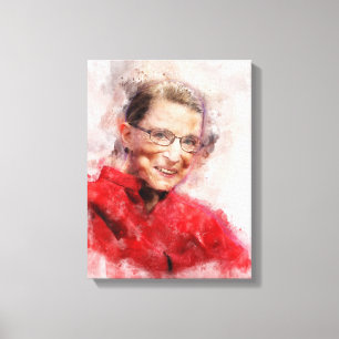 Ruth Bader Ginsburg Lächeln Wasserfarbportrait R Leinwanddruck
