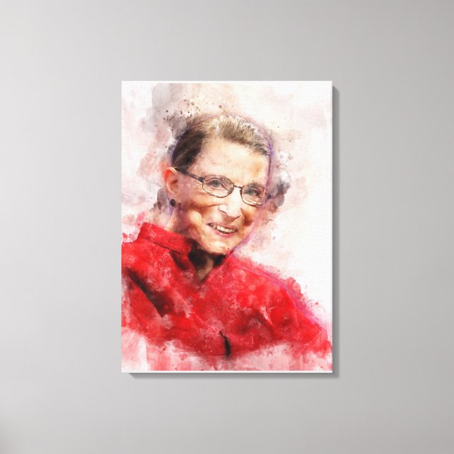 Ruth Bader Ginsburg Lächeln Wasserfarbportrait R Leinwanddruck (Vorderseite)