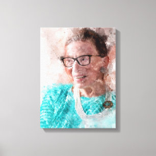 Ruth Bader Ginsburg Lächeln Wasserfarbportrait T Leinwanddruck