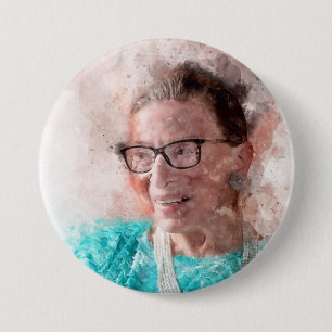 Ruth Bader Ginsburg lächelndes Wasserfarbenporträt Button