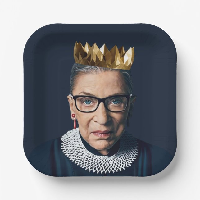 Ruth Bader Ginsburg mit Goldkrone Pappteller (Vorderseite)