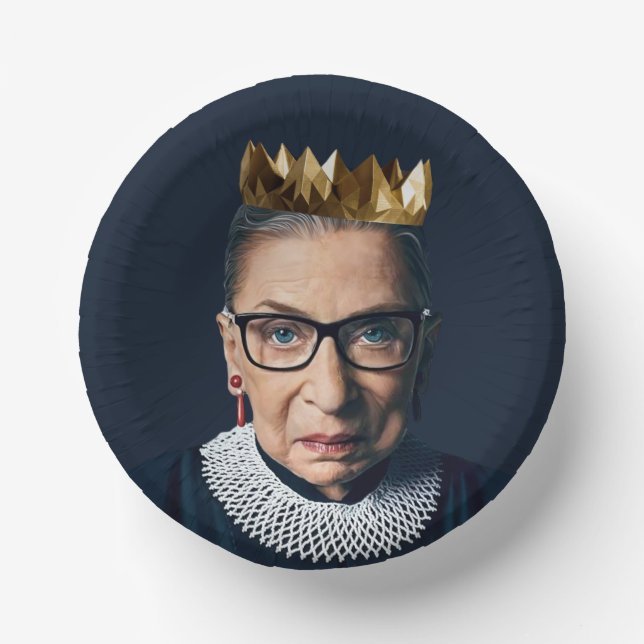 Ruth Bader Ginsburg mit Goldkrone Pappteller (Vorderseite)