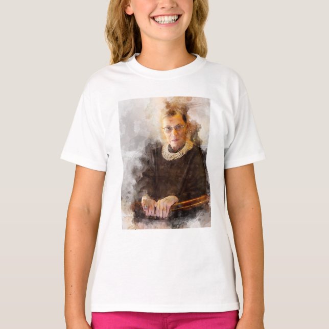 Ruth Bader Ginsburg mit Richter Robe Portrait T-Shirt (Vorderseite)