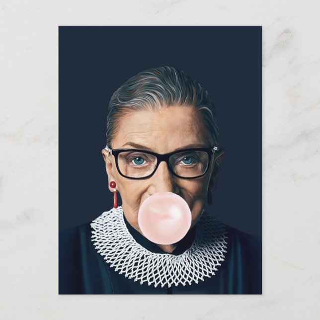 Ruth Bader Ginsburg Pink Bubble gum Postkarte (Vorderseite)