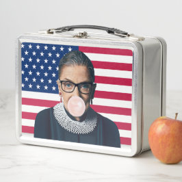 Ruth Bader Ginsburg Pink Bubble Gum USA Flag Metall Brotdose