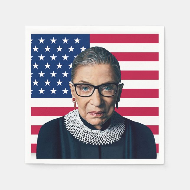 Ruth Bader Ginsburg und USA Flag Serviette (Vorderseite)
