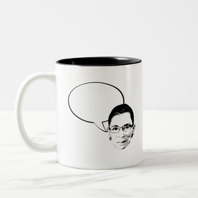 Ruth- Bader Ginsburggedanken-Blase Zweifarbige Tasse (Links)
