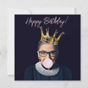 Ruth Ginsburg Krone rosa Kaugummi Happy Birthday! Karte