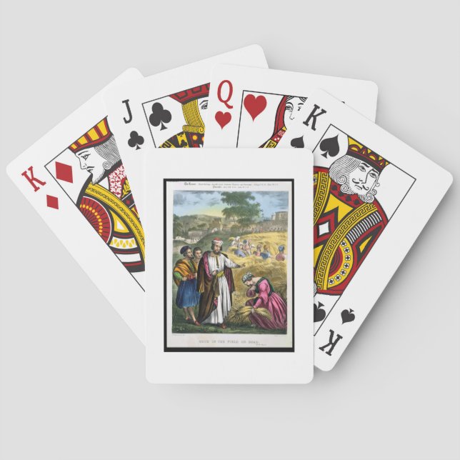 Ruth im Feld Boaz, aus einer Bibel, gedruckt von Spielkarten (Rückseite)