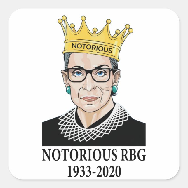 Ruth, Notorious RBG, Ruth Bader Ginsburg Quadratischer Aufkleber (Vorderseite)