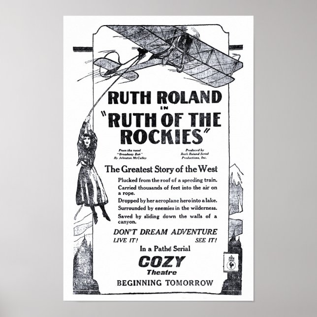 Ruth Roland 1920 Vintager Film und Poster (Vorne)