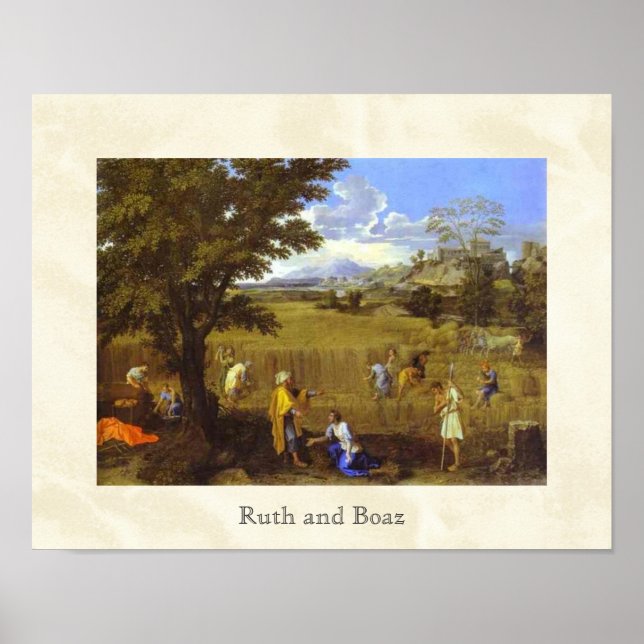 Ruth und Boaz von Nicolas Poussin um 1660 Poster (Vorne)
