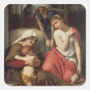 Ruth und Naomi, 1859 (Öl auf Leinwand) Quadratischer Aufkleber
