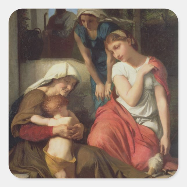 Ruth und Naomi, 1859 (Öl auf Leinwand) Quadratischer Aufkleber (Vorderseite)