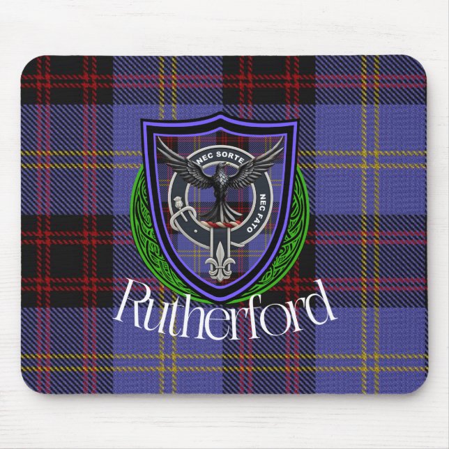 Rutherford Scottish Clan Tartan and Crest  Mousepad (Vorne)