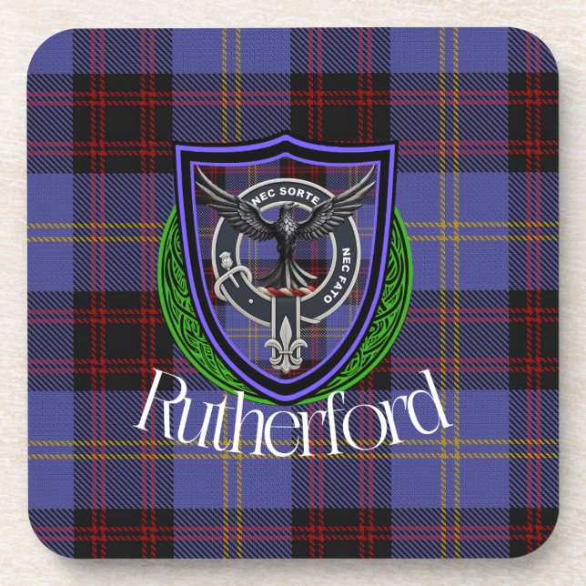 Rutherford Scottish Clan Tartan & Crest Getränkeuntersetzer (Vorderseite)