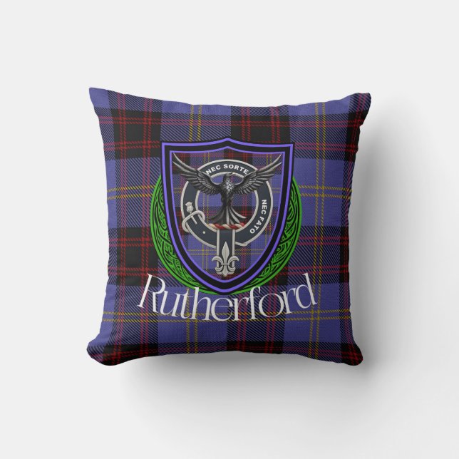 Rutherford Scottish Clan Tartan & Crest Kissen (Vorderseite)