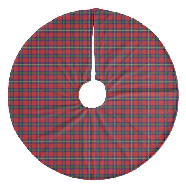 Ruthven Tartan Rot Blau kariert Fleece Weihnachtsbaumdecke (Vorderseite)