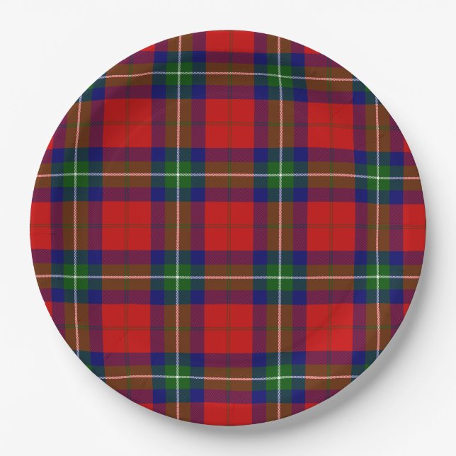 Ruthven Tartan Rot Blau kariert Pappteller (Vorderseite)