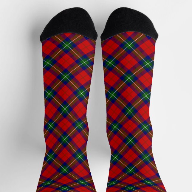 Ruthven Tartan Rot Blau kariert Socken (Oben)