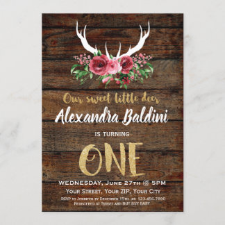 Rutic Deer Birthday Einladung