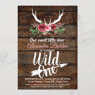 Rutic Deer Birthday Einladung