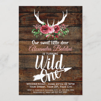 Rutic Deer Birthday Einladung