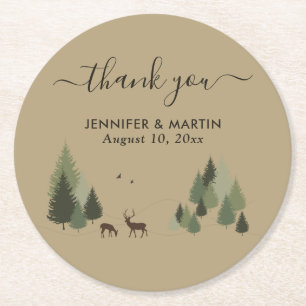 Rutic Forest Wedding Paper Untersetzer Doe and Buc