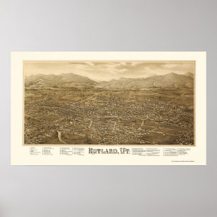 Rutland, panoramische Karte VT - 1885 Poster