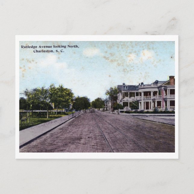 Rutledge Ave, Charleston SC Vintag Postkarte (Vorderseite)