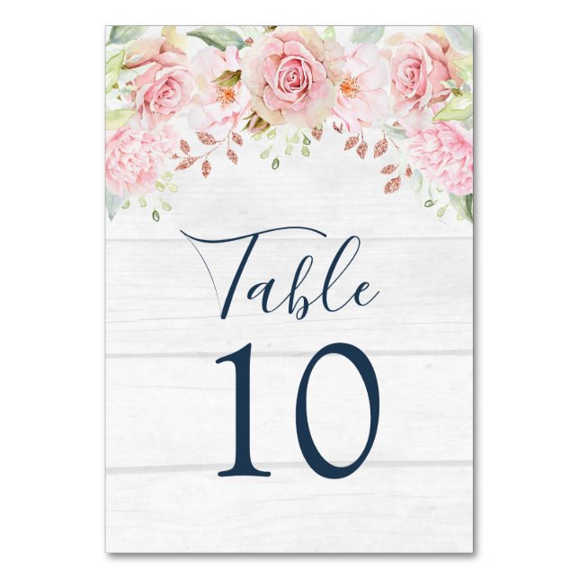 Rutsic Pink Floral Wedding Table Number Cards Tischnummer (Vorderseite)