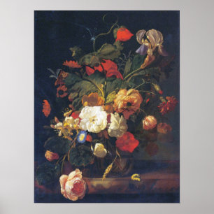 Ruysch - Blumen in einer Glasvase Poster