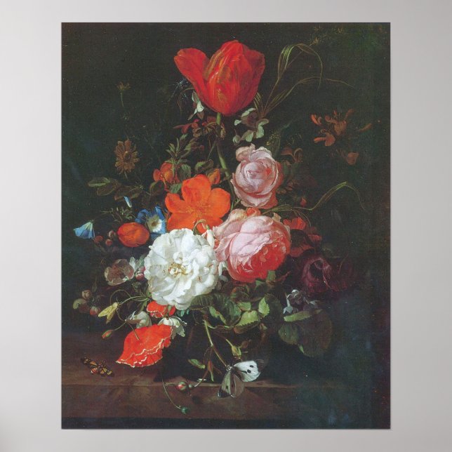 Ruysch - Vase mit Blume Poster (Vorne)