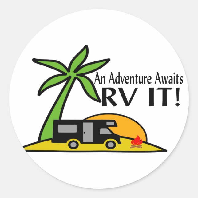 RV Adventure Runder Aufkleber (Vorderseite)