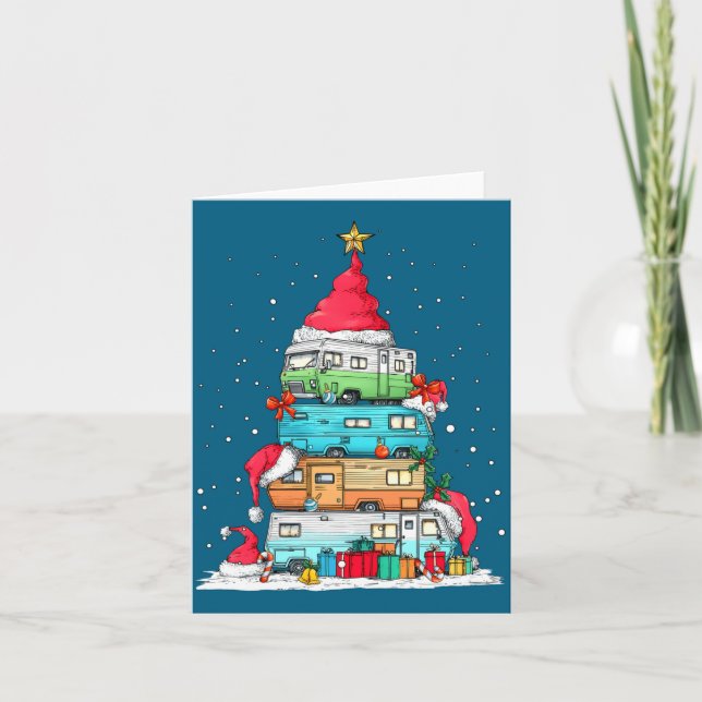 Rv Camng Camper Travel Vacation Christmas Tree Xma Karte (Vorderseite)