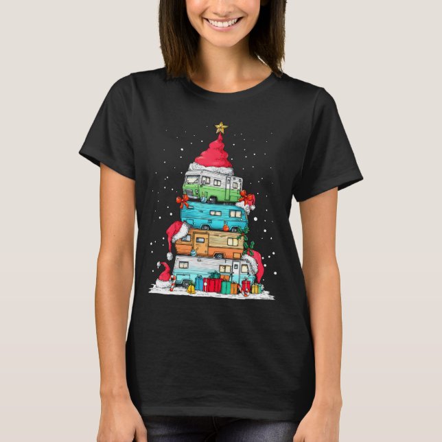 Rv Camng Camper Travel Vacation Christmas Tree Xma T-Shirt (Vorderseite)