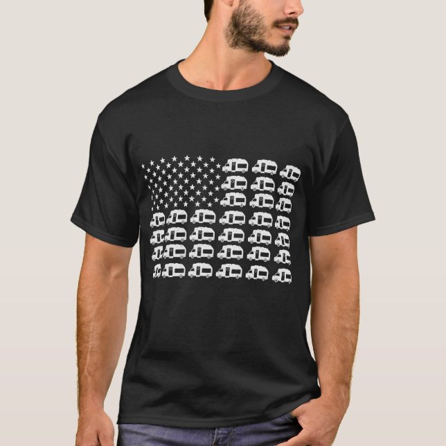 Rv-Camper-amerikanische Flagge T-Shirt (Vorderseite)