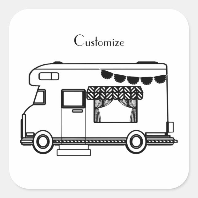 RV Camper Caravan Thunder_Cove Quadratischer Aufkleber (Vorderseite)